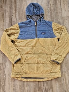 Patagonia Men's Yellow And Blue Insulated Pack In Pullover Hoody Jacket Large